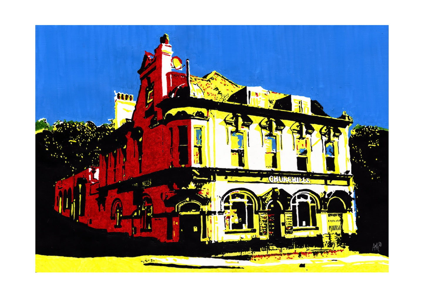 Churchills (Army and Navy) Pub Chatham Signed Print (various sizes)