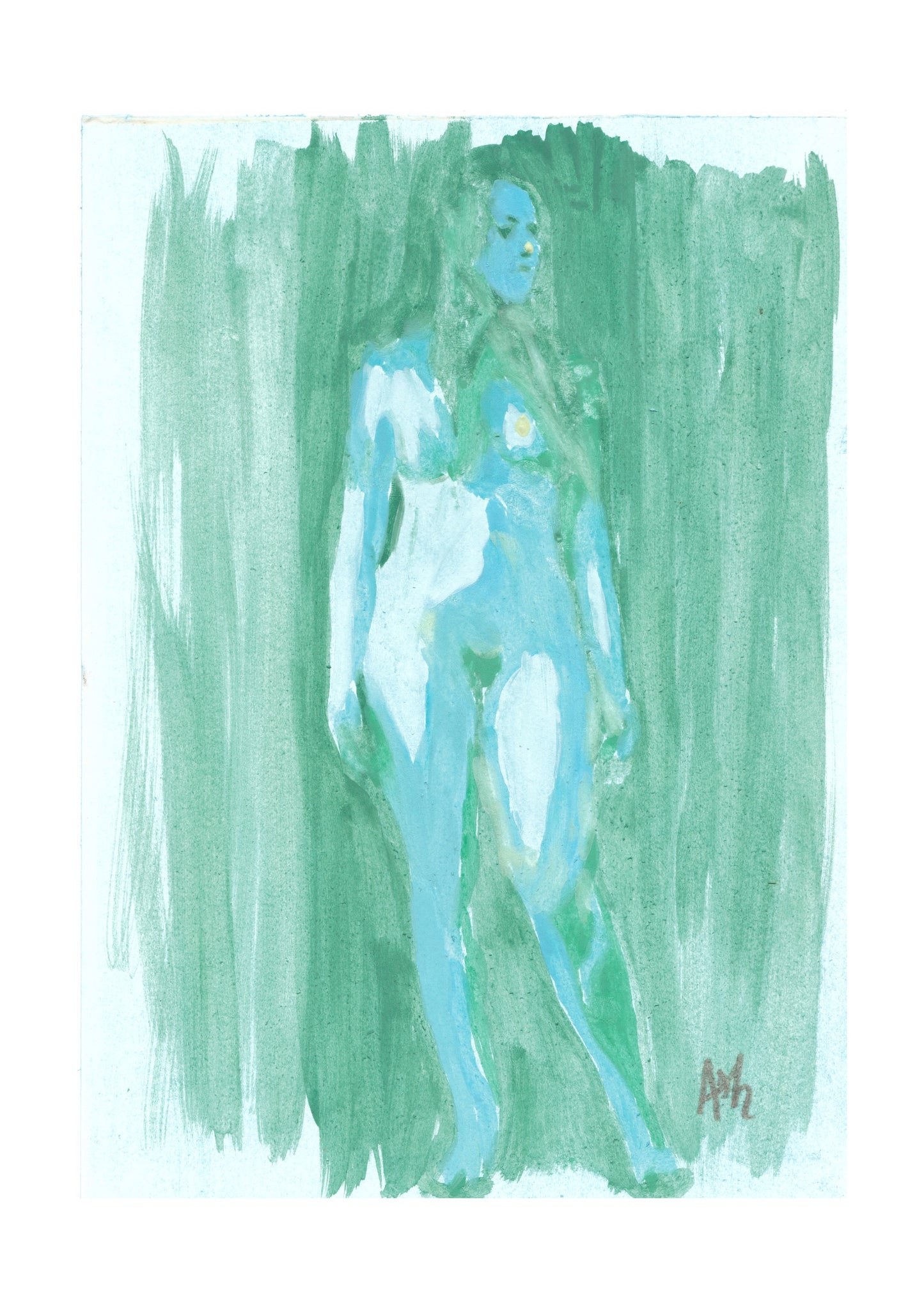 Watercolour Nude Signed Print