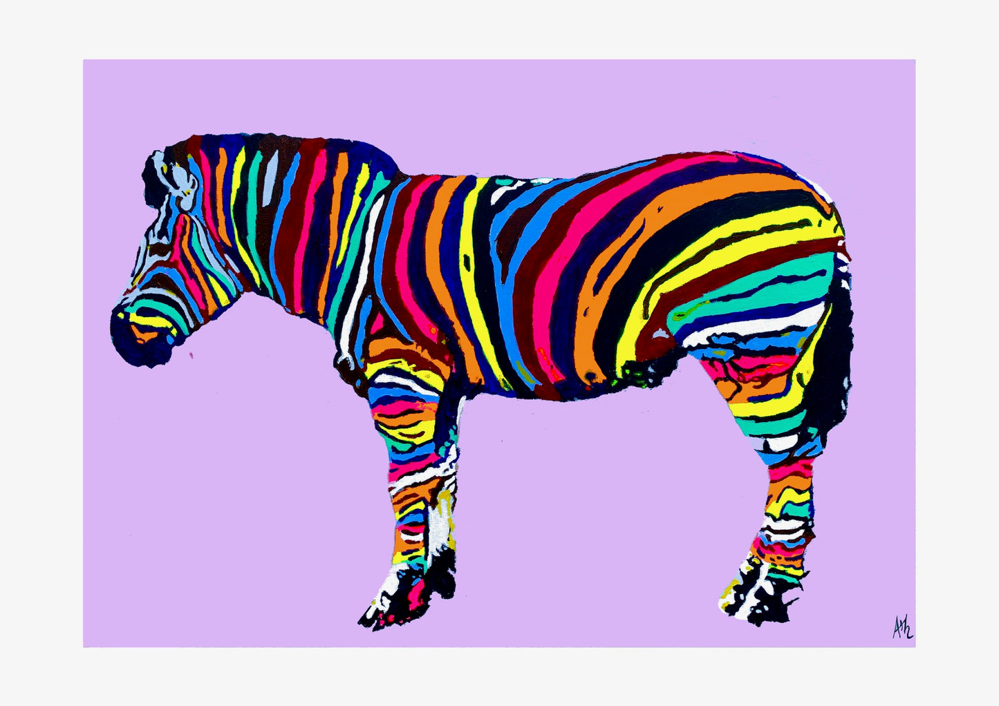 Rainbow Zebra Signed Print (various sizes)