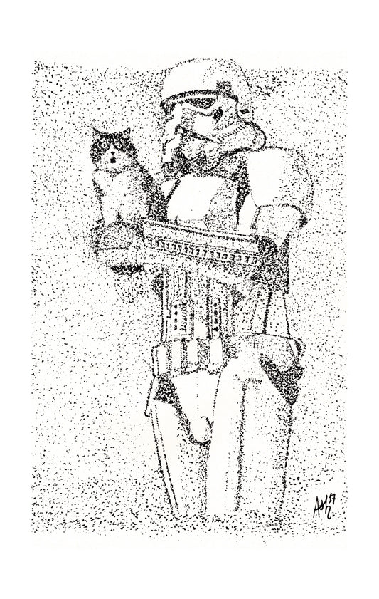 Stormtrooper and Cat Signed Print (various sizes)