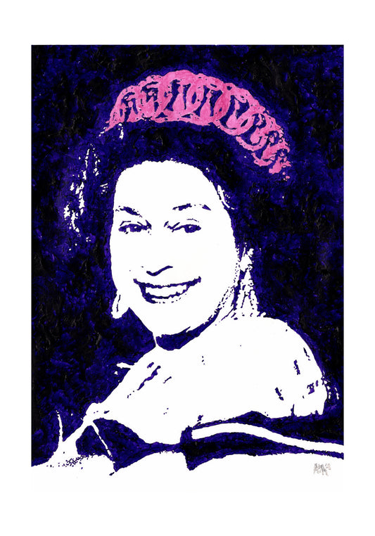 Queen Elizabeth II Pink Crown Signed Print (various sizes)