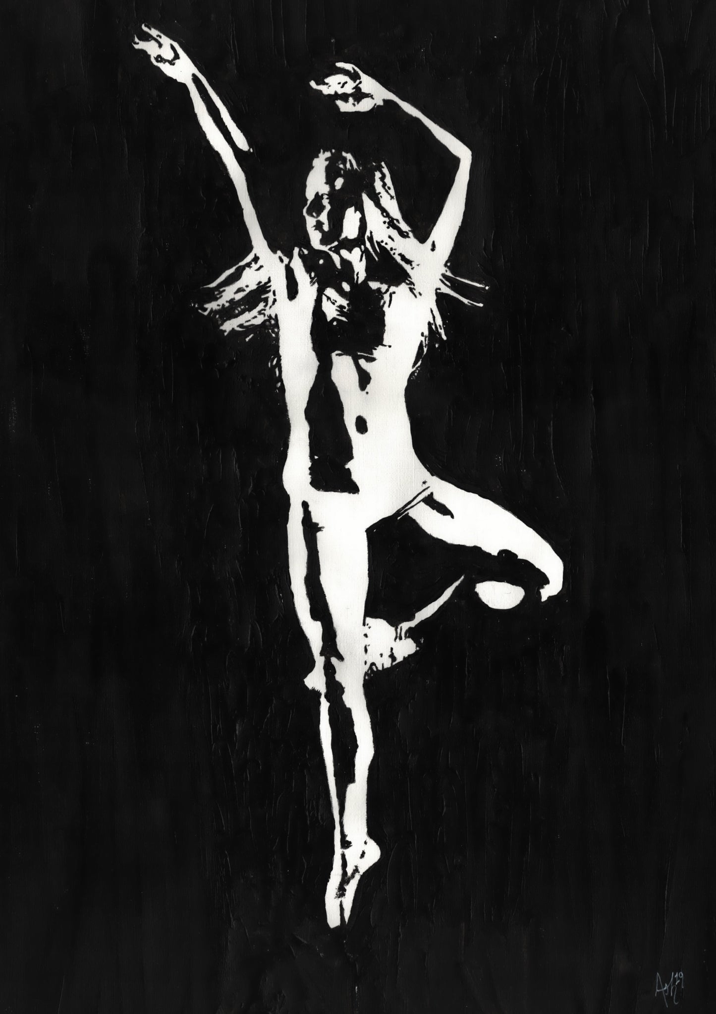 Original Painting of Black and White Dancer (unframed)