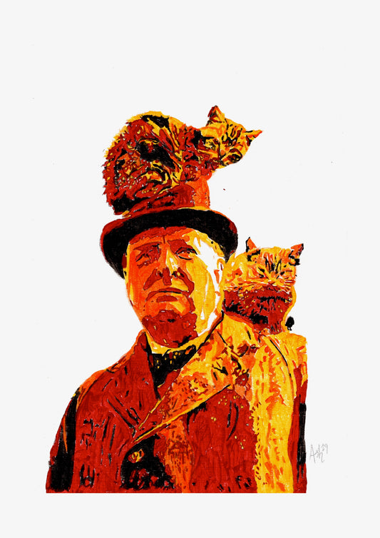 Winston Churchill and Cats Signed Print (various sizes)