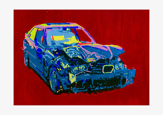 Crashed BMW Signed Print (various sizes)