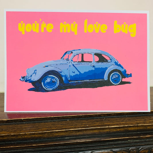 VW Beetle Love Bug Romantic Valentines Card: 13 x 18cm