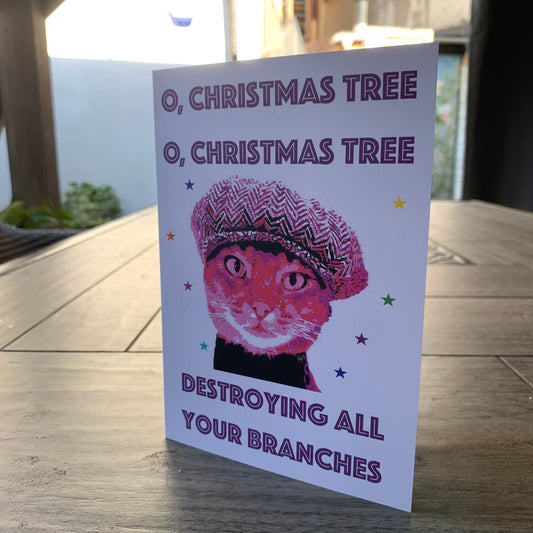 Cat In Hat Christmas Card: 13 x 18cm