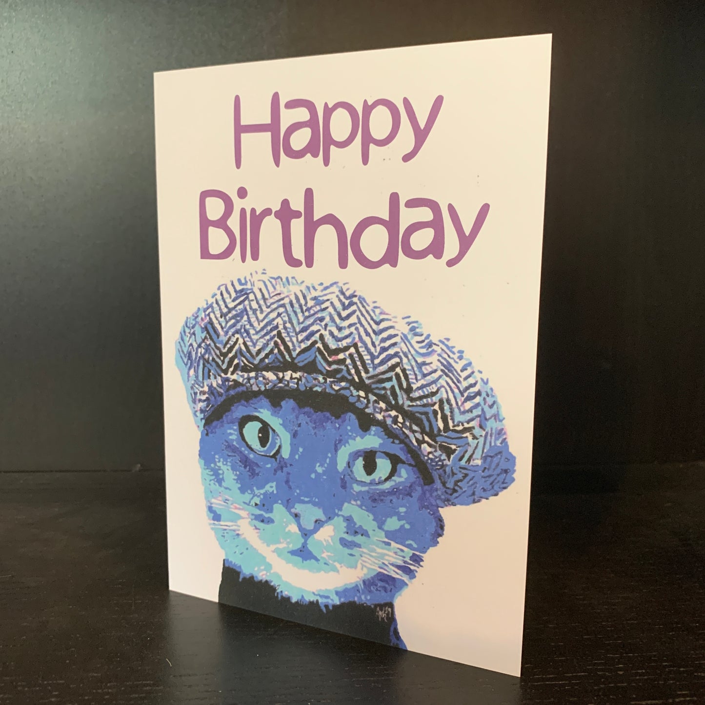 Cat In Hat Birthday Card: 13 x 18cm